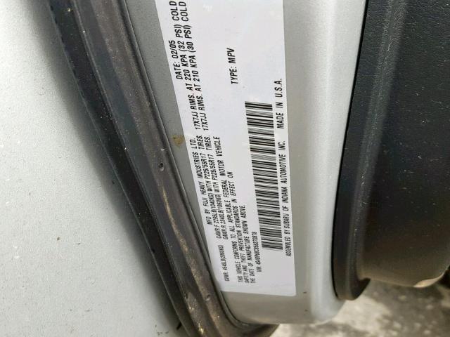 4S4BP68C856370876 - 2005 SUBARU LEGACY OUT SILVER photo 10