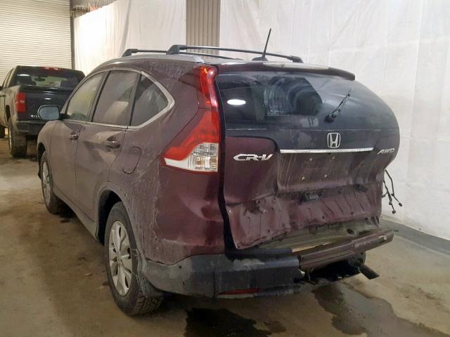 5J6RM4H79EL046639 - 2014 HONDA CR-V EXL MAROON photo 3