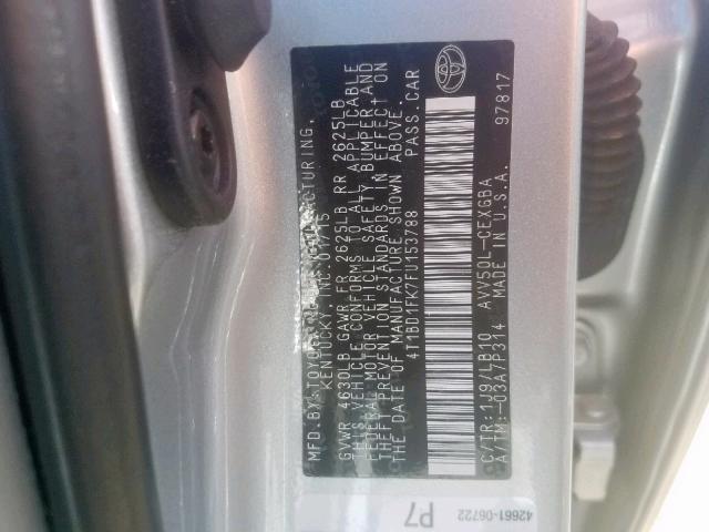 4T1BD1FK7FU153788 - 2015 TOYOTA CAMRY HYBR SILVER photo 10