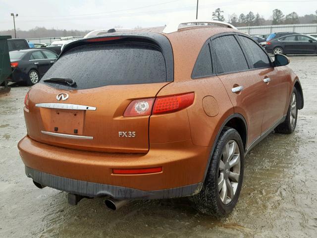 JNRAS08W04X216516 - 2004 INFINITI FX35 ORANGE photo 4