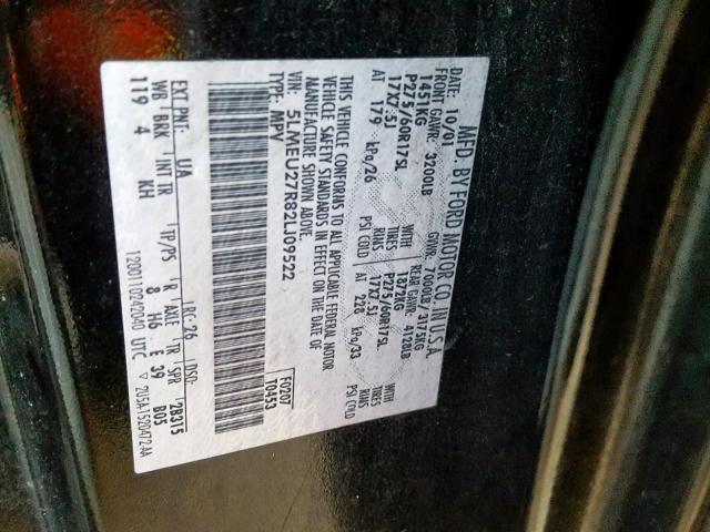 5LMEU27R82LJ09522 - 2002 LINCOLN NAVIGATOR BLACK photo 10