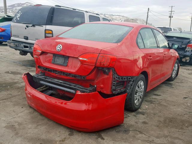 3VW2K7AJ1DM391369 - 2013 VOLKSWAGEN JETTA BASE Կարմիր լուսանկար 4
