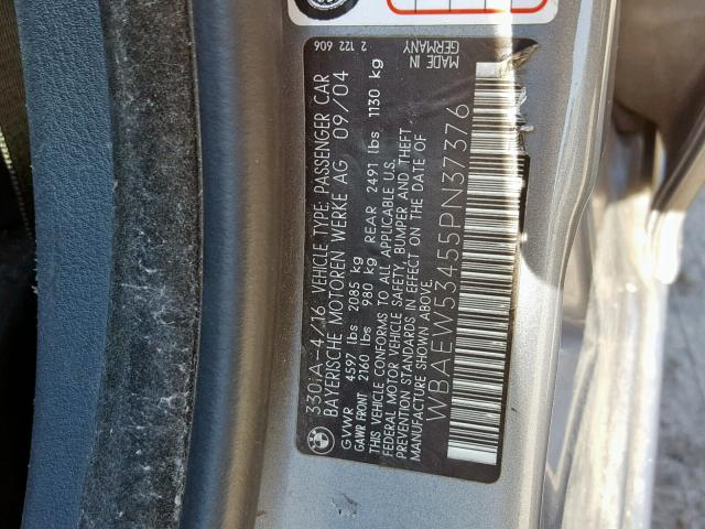 WBAEW53455PN37376 - 2005 BMW 330 XI SILVER photo 10