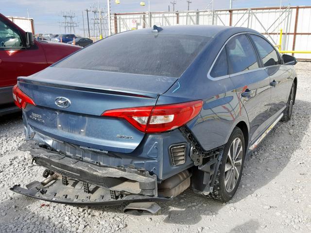 5NPE34AF1FH079729 - 2015 HYUNDAI SONATA SPO BLUE photo 4