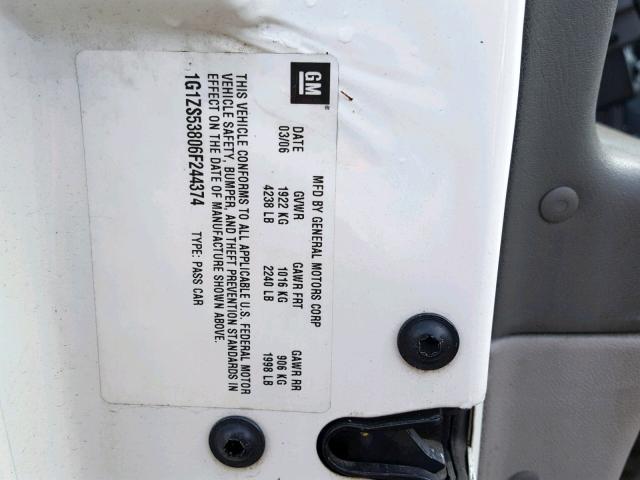 1G1ZS53806F244374 - 2006 CHEVROLET MALIBU LS თეთრი ფოტო 10