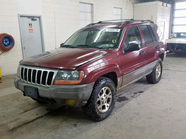 1J4GW48S8YC317524 - 2000 JEEP GRAND CHER BURGUNDY photo 2