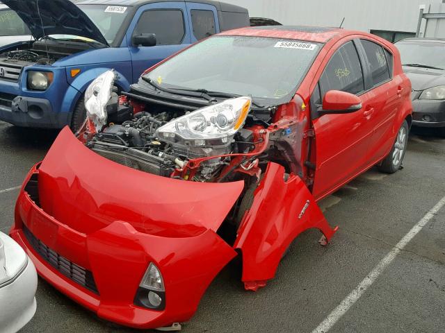 JTDKDTB34E1059737 - 2014 TOYOTA PRIUS C RED photo 2