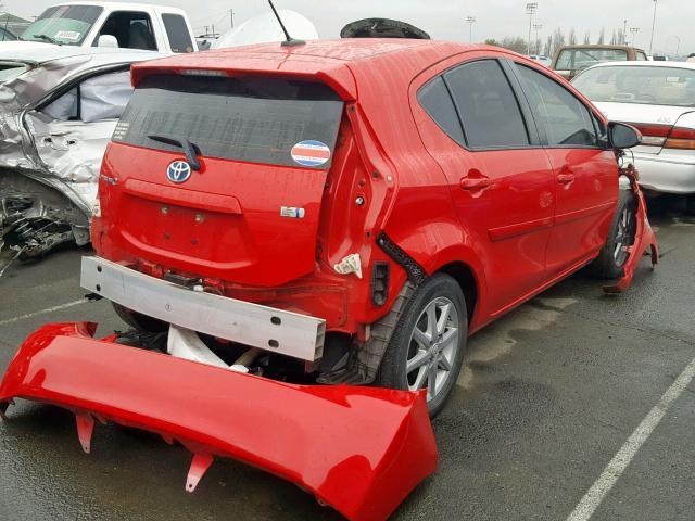 JTDKDTB34E1059737 - 2014 TOYOTA PRIUS C RED photo 4