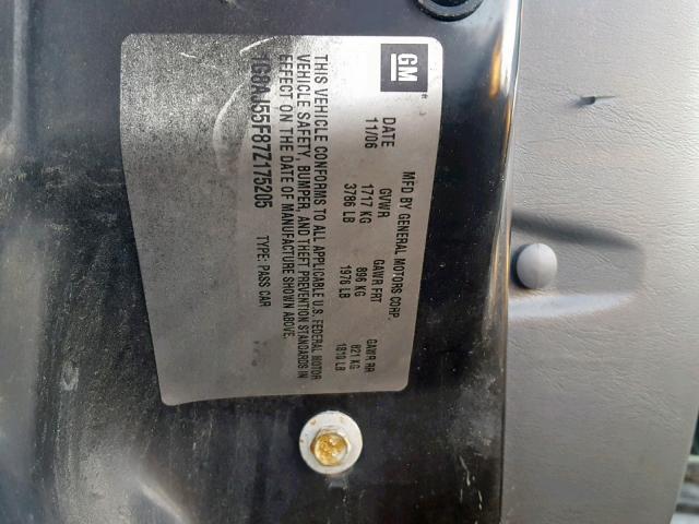 1G8AJ55F87Z175205 - 2007 SATURN ION LEVEL GRAY photo 10