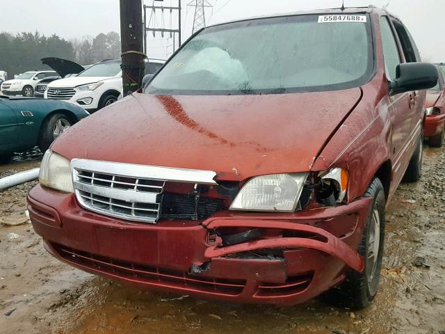 1GNDX13E52D177642 - 2002 CHEVROLET VENTURE LU RED photo 2