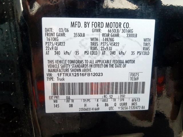 1FTRX12516FB12023 - 2006 FORD F150  photo 10