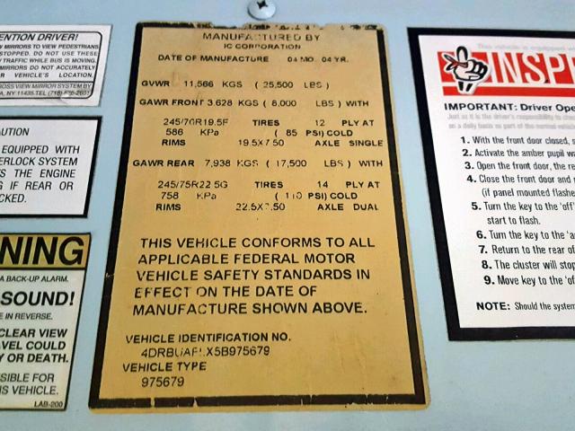 4DRBUAFLX5B975679 - 2005 IC CORPORATION 3000 ყვითელი ფოტო 10