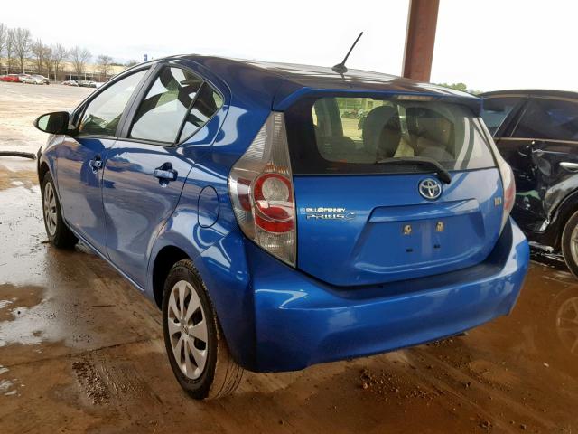 JTDKDTB39E1571106 - 2014 TOYOTA PRIUS C BLUE photo 3