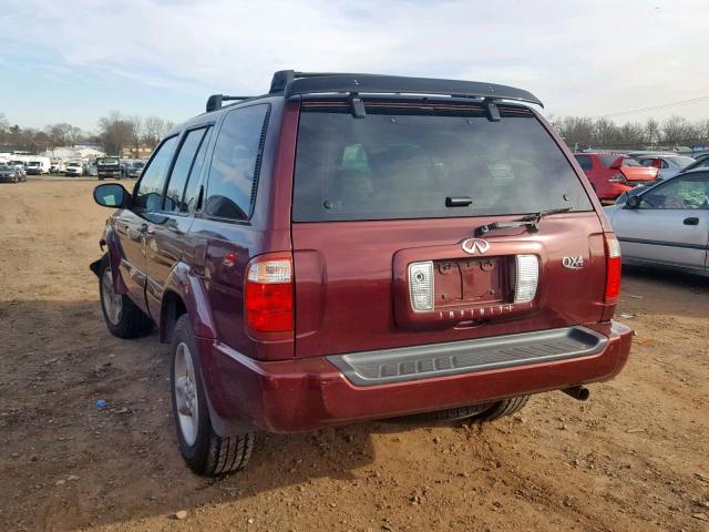 JNRDR09Y22W250839 - 2002 INFINITI QX4 MAROON photo 3