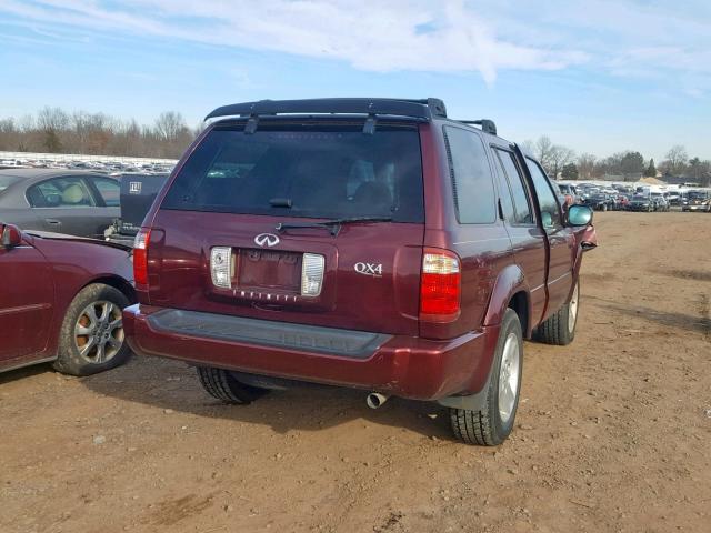 JNRDR09Y22W250839 - 2002 INFINITI QX4 MAROON photo 4