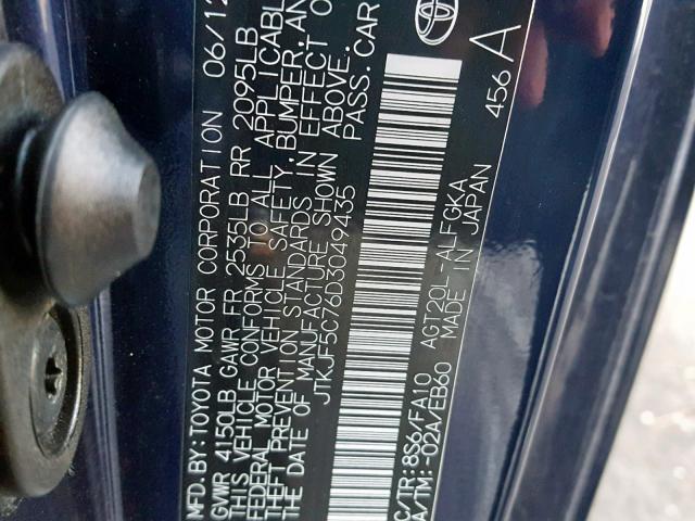 JTKJF5C76D3049435 - 2013 SCION TC 蓝色 照片 10