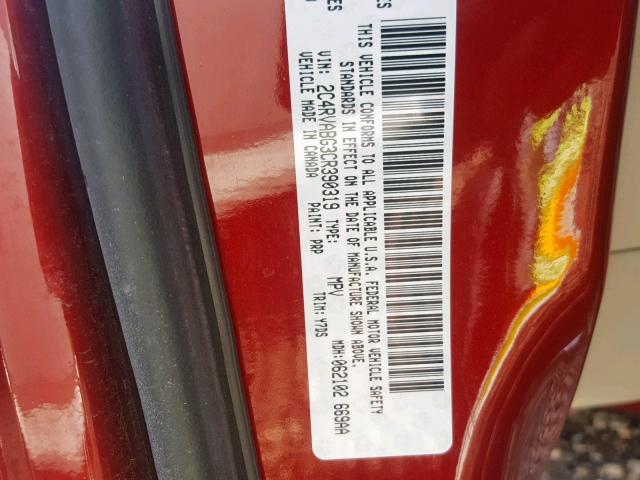 2C4RVABG3CR390319 - 2012 VOLKSWAGEN ROUTAN SE RED photo 10