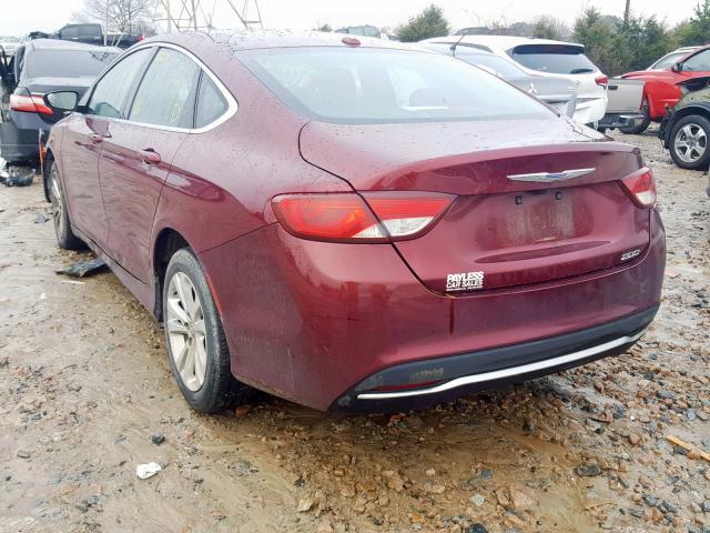 1C3CCCAB8FN619287 - 2015 CHRYSLER 200 LIMITE RED photo 3