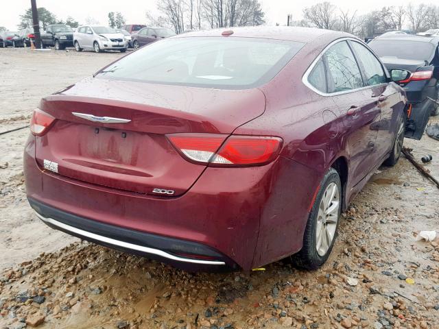 1C3CCCAB8FN619287 - 2015 CHRYSLER 200 LIMITE RED photo 4