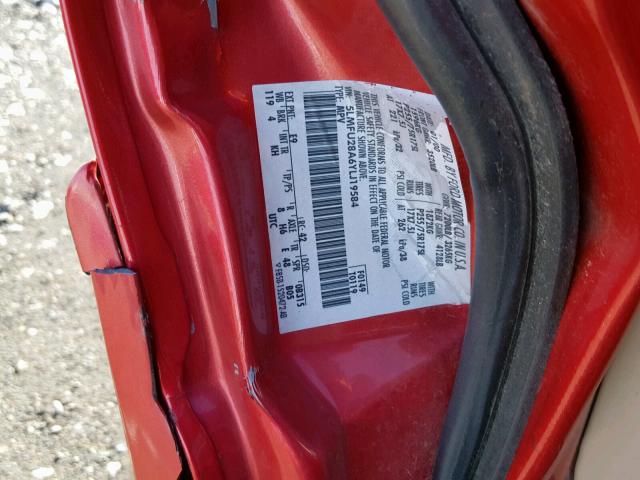 5LMFU28A6YLJ19584 - 2000 LINCOLN NAVIGATOR 红色 照片 10