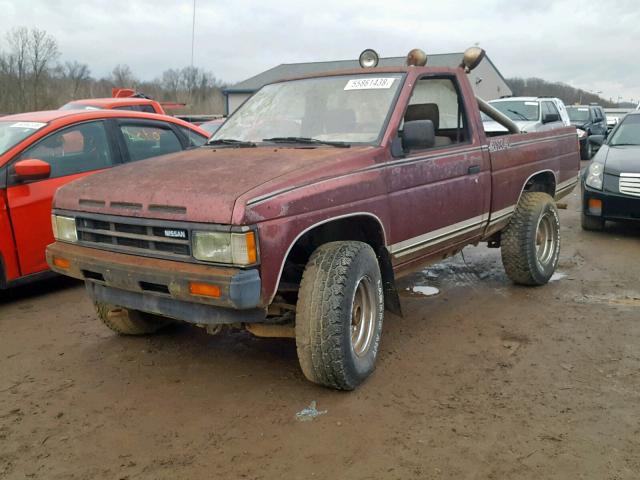 1N6ND11YXKC380211 - 1989 NISSAN D21 SHORT MAROON photo 2