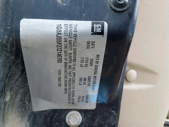 1G8AJ55F27Z146783 - 2007 SATURN ION LEVEL GREEN photo 10