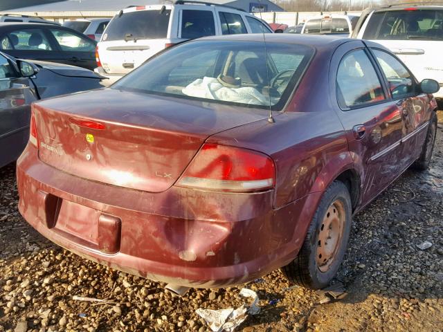 1C3EL46U41N709358 - 2001 CHRYSLER SEBRING LX MAROON photo 4