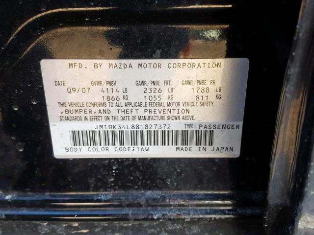 JM1BK34L881827372 - 2008 MAZDA SPEED 3 CHARCOAL photo 10