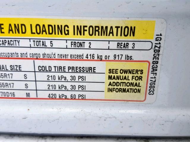 1G1ZB5EB3AF176833 - 2010 CHEVROLET MALIBU LS WHITE photo 10