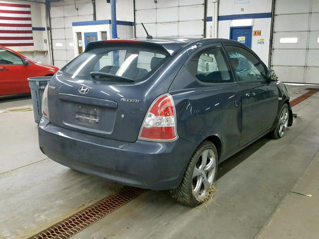 KMHCN36C27U011128 - 2007 HYUNDAI ACCENT SE BLUE photo 4