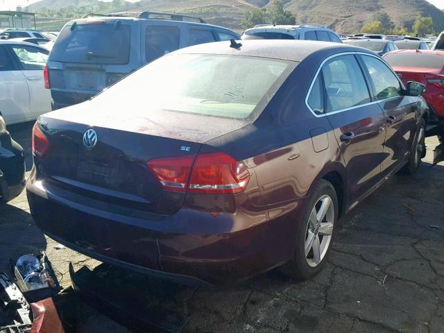 1VWBP7A31DC062515 - 2013 VOLKSWAGEN PASSAT SE MAROON photo 4