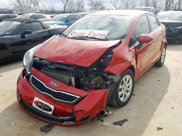 KNADN4A37D6205964 - 2013 KIA RIO EX RED photo 2