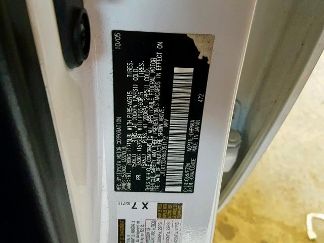 JTLKT324864051172 - 2006 TOYOTA SCION XB Ақ фото 10