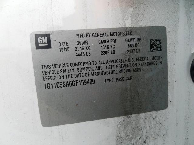 1G11C5SA6GF159409 - 2016 CHEVROLET MALIBU LIM 白色 照片 10