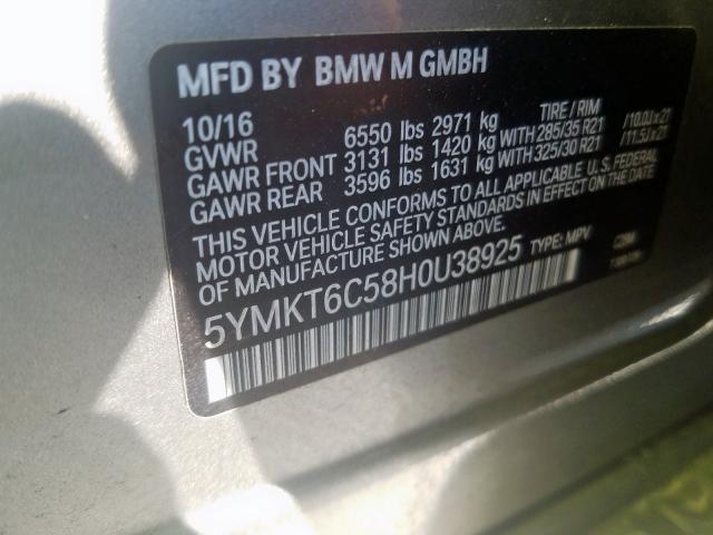 5YMKT6C58H0U38925 - 2017 BMW X5 M  photo 10