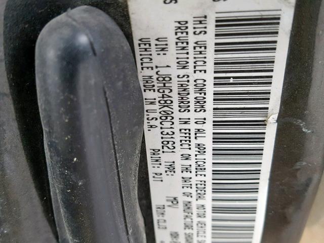 1J8HG48K06C131621 - 2006 JEEP COMMANDER Boz foto 10