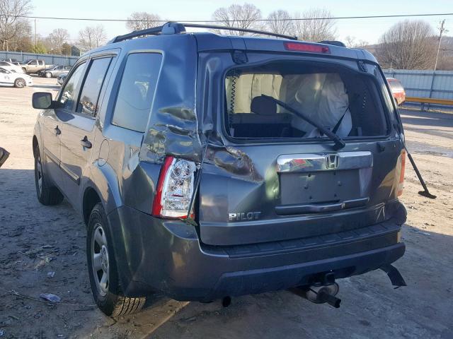 5FNYF3H26BB056926 - 2011 HONDA PILOT LX GRAY photo 3