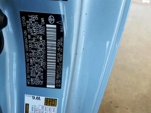 JTKDE177770197554 - 2007 TOYOTA SCION TC 蓝色 照片 10