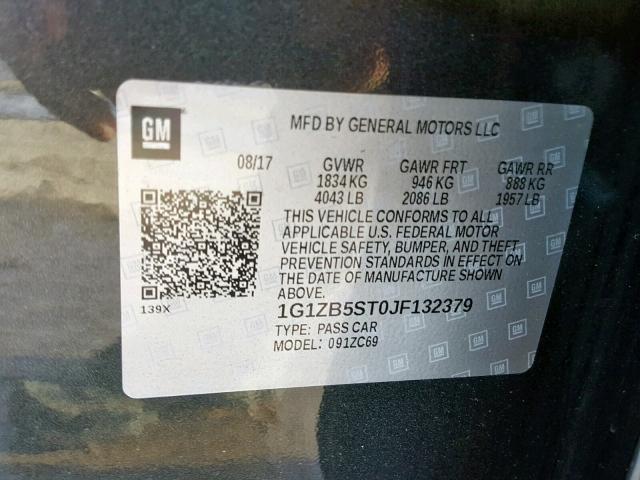 1G1ZB5ST0JF132379 - 2018 CHEVROLET MALIBU LS BLACK photo 10