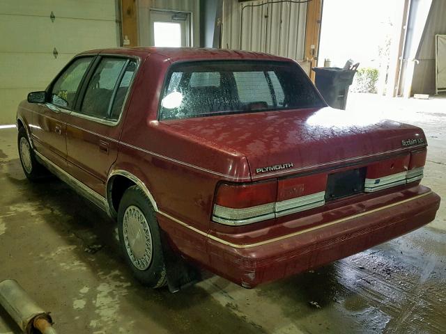 1P3XA5630MF575146 - 1991 PLYMOUTH ACCLAIM LE BURGUNDY photo 3