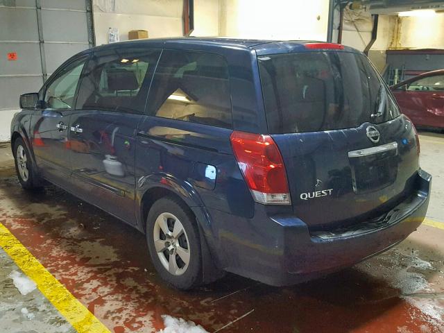 5N1BV28U17N135459 - 2007 NISSAN QUEST S BLUE photo 3