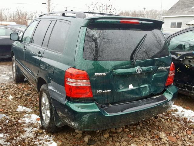 JTEHF21A030130493 - 2003 TOYOTA HIGHLANDER GREEN photo 3