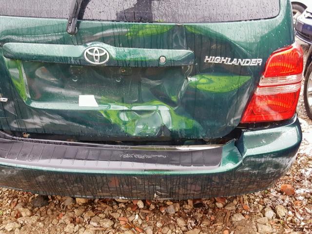 JTEHF21A030130493 - 2003 TOYOTA HIGHLANDER GREEN photo 9