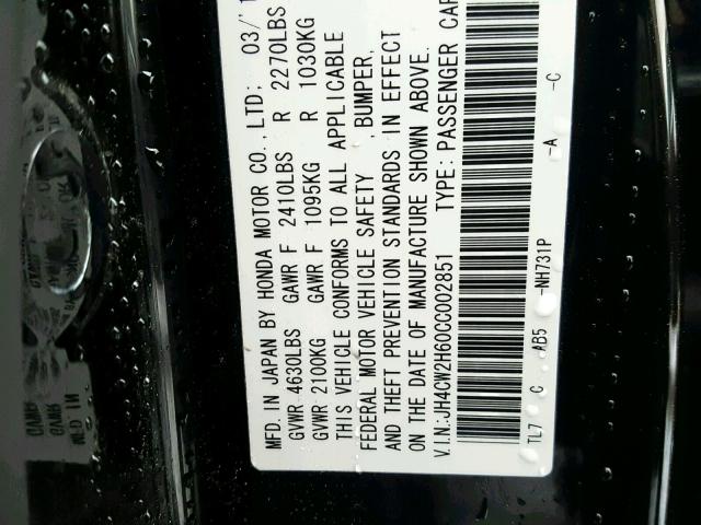 JH4CW2H60CC002851 - 2012 ACURA TSX TECH BLACK photo 10