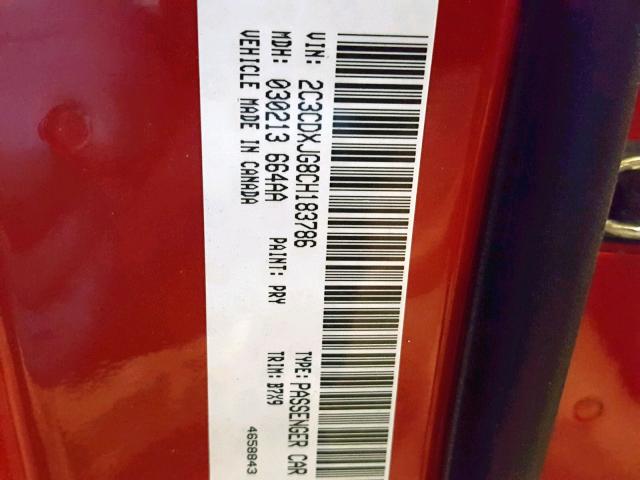 2C3CDXJG8CH183786 - 2012 DODGE CHARGER SX RED photo 10