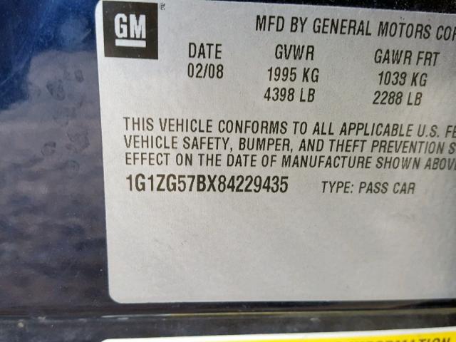 1G1ZG57BX84229435 - 2008 CHEVROLET MALIBU LS 蓝色 照片 10