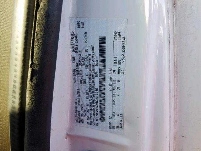 1FTNE24WX6DA13910 - 2006 FORD E 250 WHITE photo 10