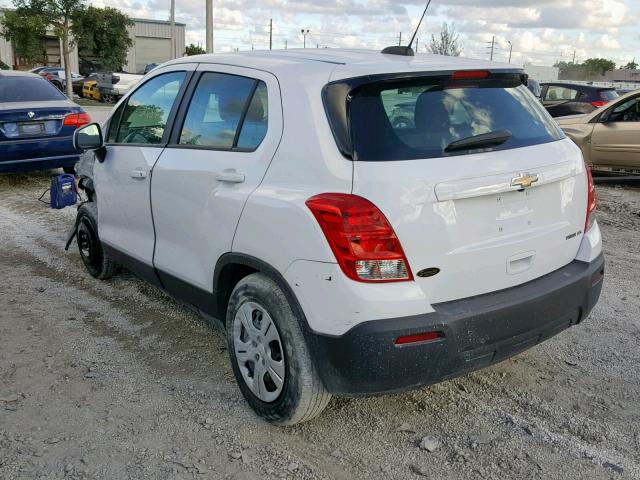 3GNCJKSB2GL259372 - 2016 CHEVROLET TRAX LS WHITE photo 3