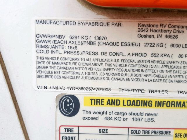 4YDF3602574701008 - 2007 KEYSTONE MONTANA WHITE photo 10