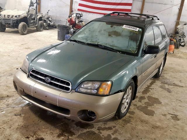 4S3BH6657Y7618913 - 2000 SUBARU LEGACY OUT GREEN photo 2